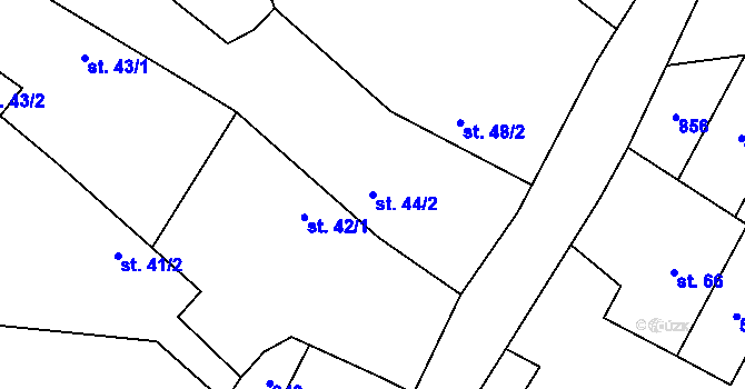 Parcela st. 44/2 v KÚ Přestavlky u Roudnice nad Labem, Katastrální mapa