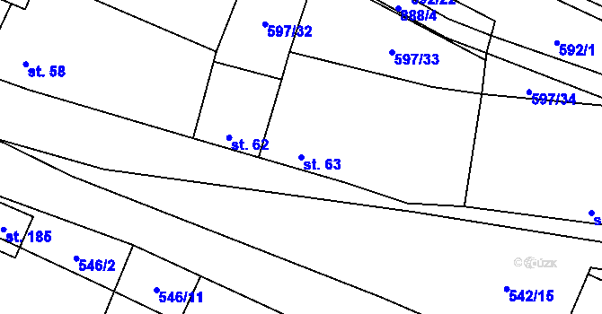 Parcela st. 63 v KÚ Přestavlky u Roudnice nad Labem, Katastrální mapa