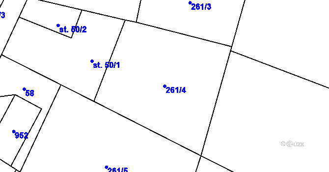 Parcela st. 261/4 v KÚ Přestavlky u Roudnice nad Labem, Katastrální mapa