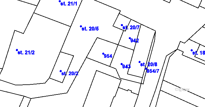 Parcela st. 20/9 v KÚ Přestavlky u Roudnice nad Labem, Katastrální mapa