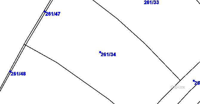 Parcela st. 261/34 v KÚ Přestavlky u Roudnice nad Labem, Katastrální mapa