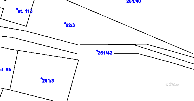 Parcela st. 261/42 v KÚ Přestavlky u Roudnice nad Labem, Katastrální mapa