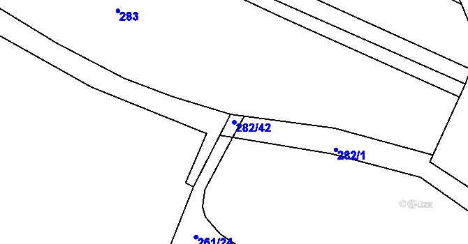 Parcela st. 282/42 v KÚ Přestavlky u Roudnice nad Labem, Katastrální mapa