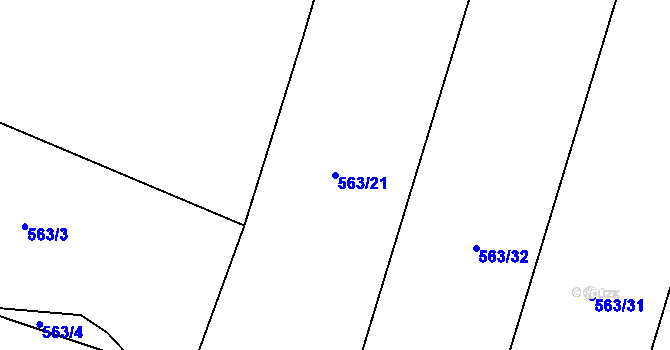 Parcela st. 563/21 v KÚ Přestavlky u Roudnice nad Labem, Katastrální mapa