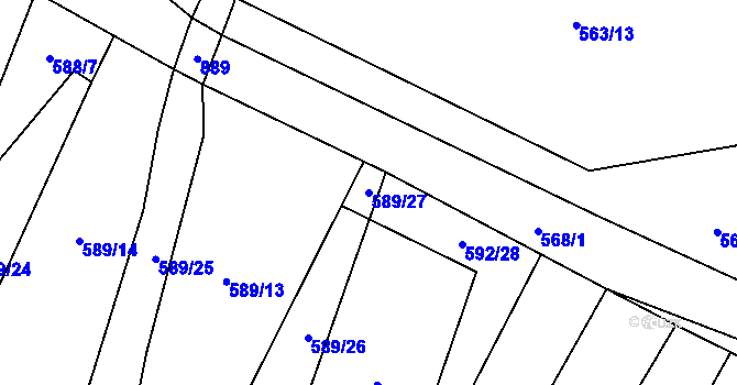 Parcela st. 589/27 v KÚ Přestavlky u Roudnice nad Labem, Katastrální mapa