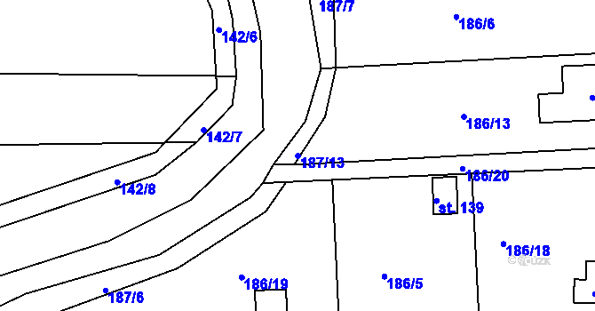 Parcela st. 187/13 v KÚ Přestavlky u Chrudimi, Katastrální mapa