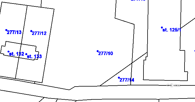 Parcela st. 277/10 v KÚ Přestavlky u Chrudimi, Katastrální mapa
