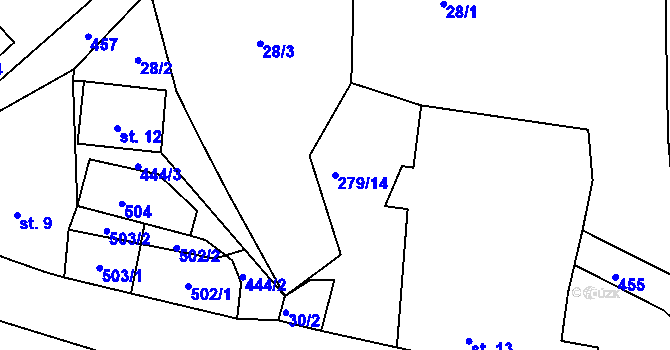 Parcela st. 279/14 v KÚ Přestavlky u Chrudimi, Katastrální mapa