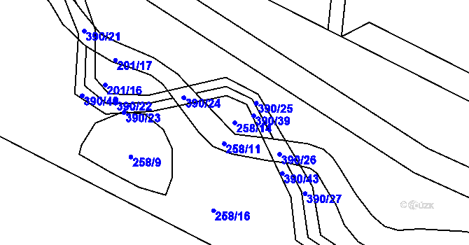 Parcela st. 258/14 v KÚ Přestavlky u Přerova, Katastrální mapa