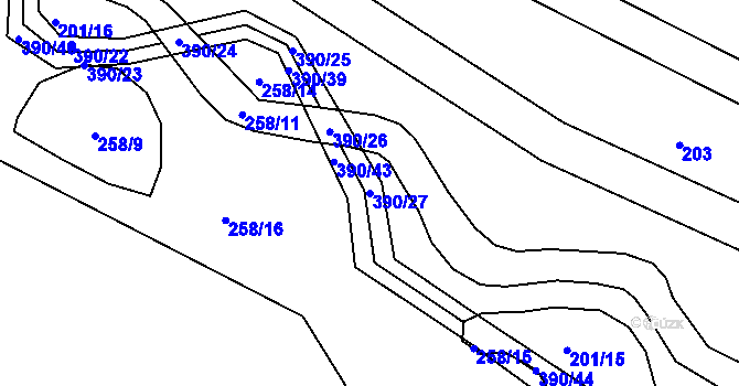Parcela st. 390/27 v KÚ Přestavlky u Přerova, Katastrální mapa