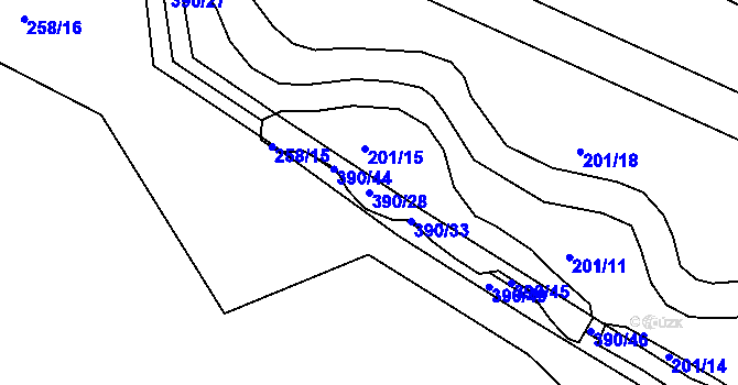 Parcela st. 390/28 v KÚ Přestavlky u Přerova, Katastrální mapa
