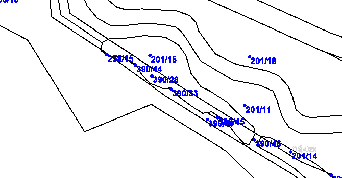 Parcela st. 390/33 v KÚ Přestavlky u Přerova, Katastrální mapa