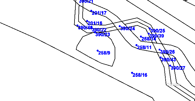 Parcela st. 258/9 v KÚ Přestavlky u Přerova, Katastrální mapa