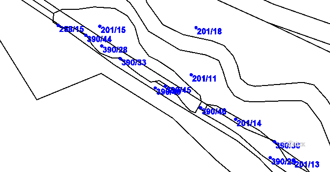 Parcela st. 390/45 v KÚ Přestavlky u Přerova, Katastrální mapa