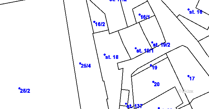 Parcela st. 18 v KÚ Přestavlky u Přerova, Katastrální mapa