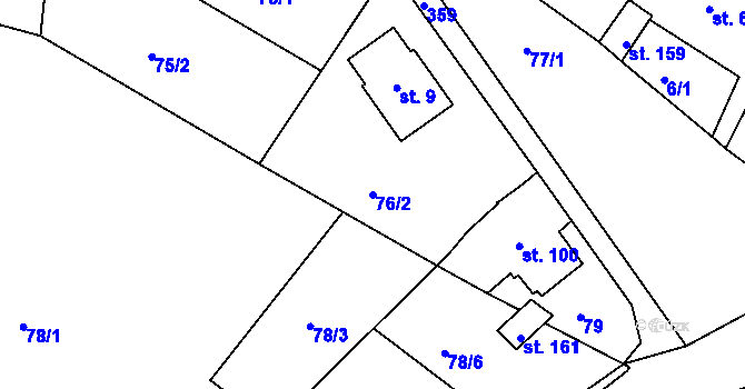 Parcela st. 76/2 v KÚ Přestavlky u Přerova, Katastrální mapa
