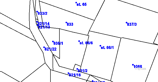Parcela st. 66/6 v KÚ Přestavlky u Čerčan, Katastrální mapa