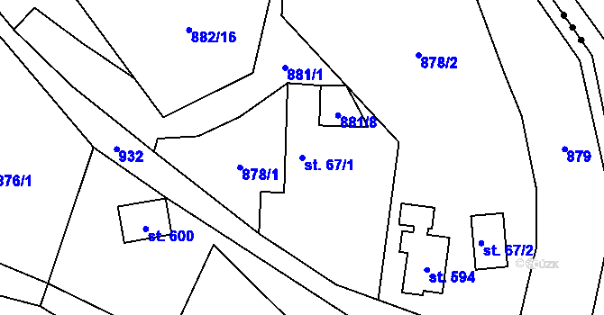 Parcela st. 67/1 v KÚ Přestavlky u Čerčan, Katastrální mapa
