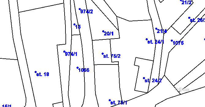 Parcela st. 75/2 v KÚ Přestavlky u Čerčan, Katastrální mapa
