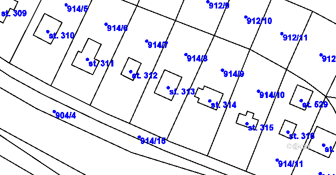 Parcela st. 313 v KÚ Přestavlky u Čerčan, Katastrální mapa