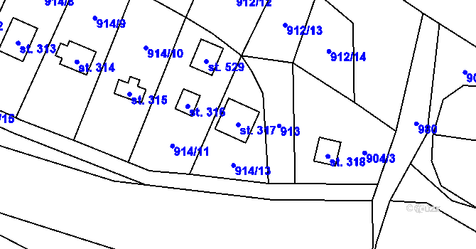 Parcela st. 317 v KÚ Přestavlky u Čerčan, Katastrální mapa