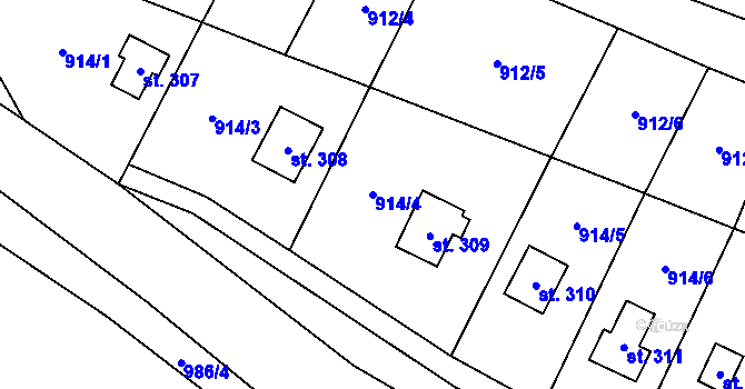 Parcela st. 914/4 v KÚ Přestavlky u Čerčan, Katastrální mapa