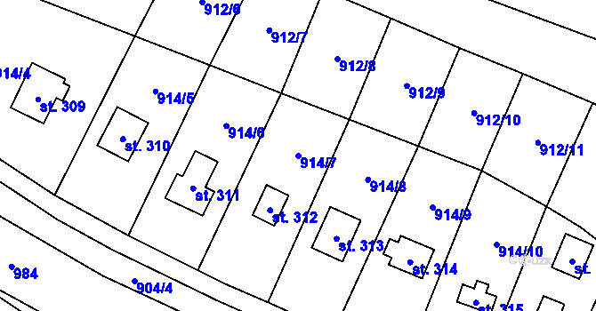 Parcela st. 914/7 v KÚ Přestavlky u Čerčan, Katastrální mapa