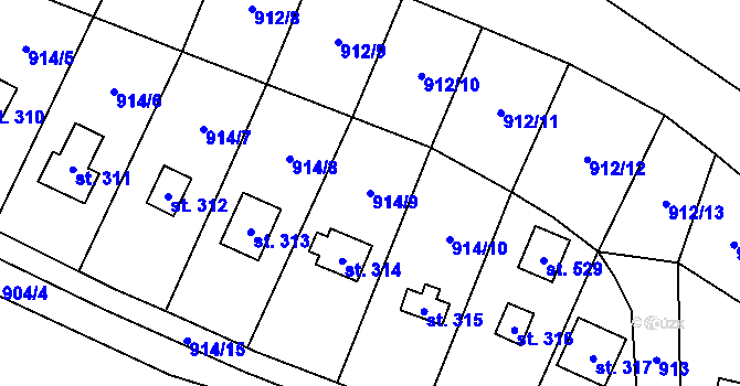 Parcela st. 914/9 v KÚ Přestavlky u Čerčan, Katastrální mapa