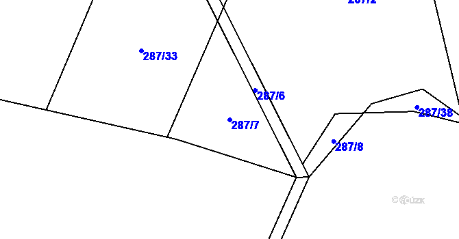 Parcela st. 287/7 v KÚ Přestavlky u Čerčan, Katastrální mapa