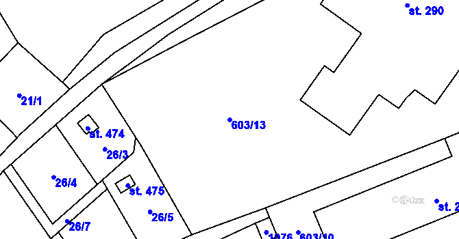 Parcela st. 603/13 v KÚ Přestavlky u Čerčan, Katastrální mapa