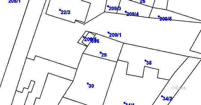 Parcela st. 29 v KÚ Přešovice, Katastrální mapa