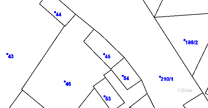 Parcela st. 45 v KÚ Přešovice, Katastrální mapa