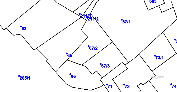 Parcela st. 67/2 v KÚ Přešovice, Katastrální mapa