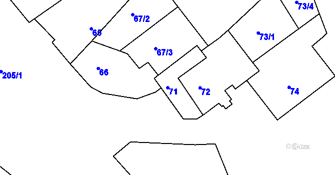 Parcela st. 71 v KÚ Přešovice, Katastrální mapa