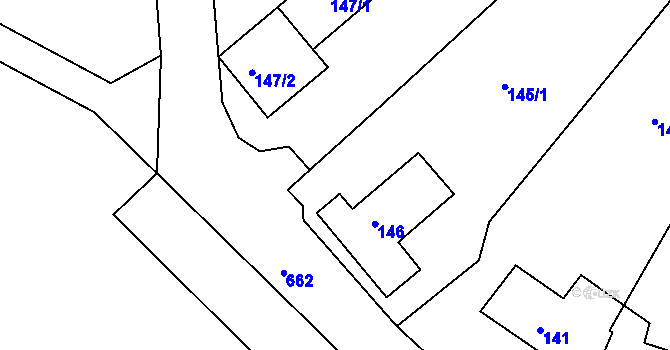 Parcela st. 145/2 v KÚ Přešovice, Katastrální mapa