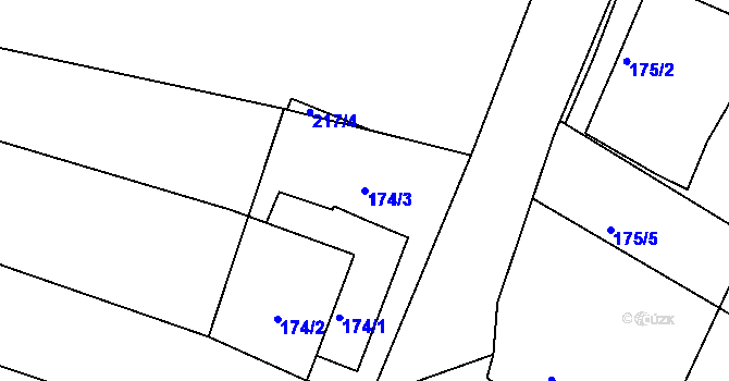 Parcela st. 174/3 v KÚ Přešovice, Katastrální mapa