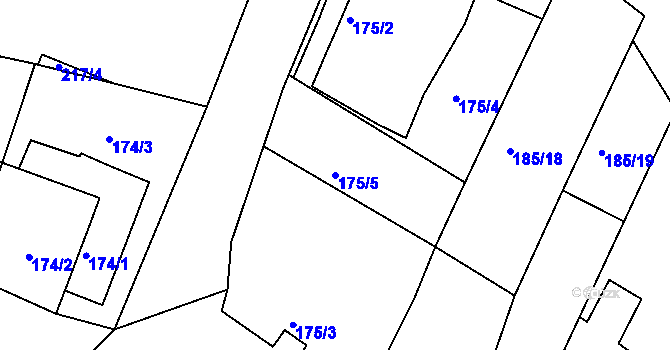 Parcela st. 175/5 v KÚ Přešovice, Katastrální mapa