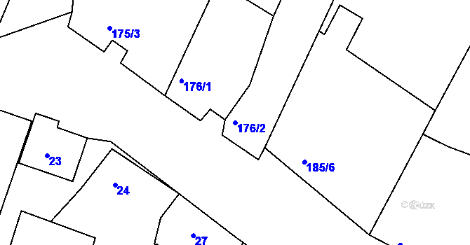 Parcela st. 176/2 v KÚ Přešovice, Katastrální mapa
