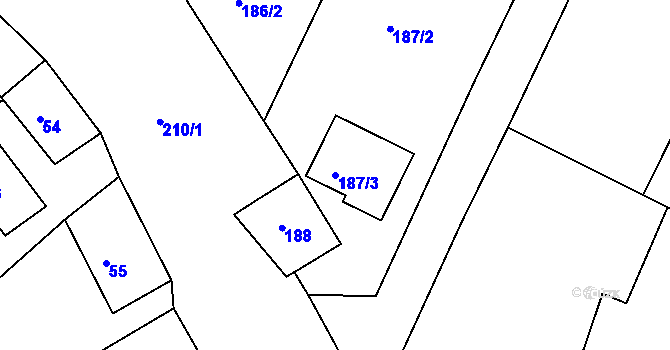 Parcela st. 187/3 v KÚ Přešovice, Katastrální mapa