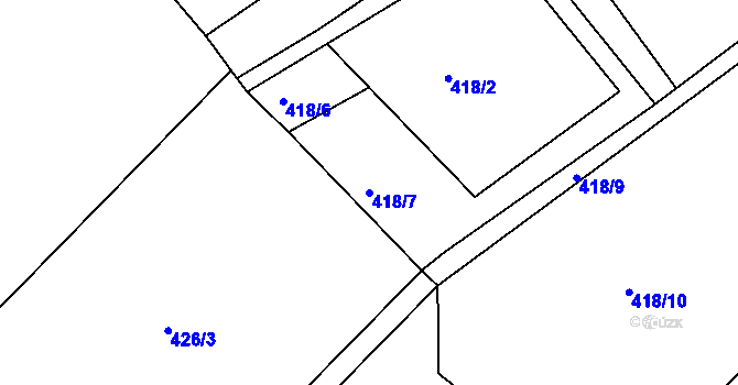 Parcela st. 418/7 v KÚ Přešovice, Katastrální mapa