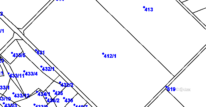 Parcela st. 412/1 v KÚ Přešovice, Katastrální mapa