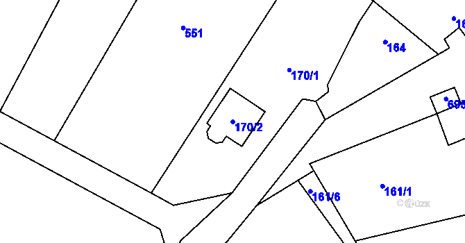Parcela st. 170/2 v KÚ Přešovice, Katastrální mapa
