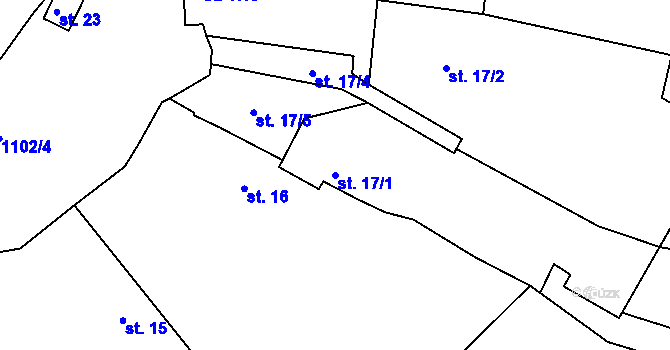 Parcela st. 17/1 v KÚ Držkrajov, Katastrální mapa