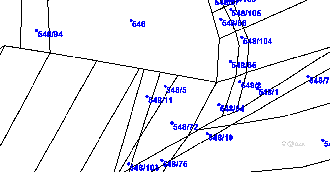 Parcela st. 548/5 v KÚ Držkrajov, Katastrální mapa