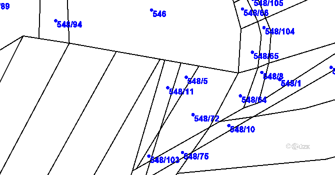Parcela st. 548/11 v KÚ Držkrajov, Katastrální mapa