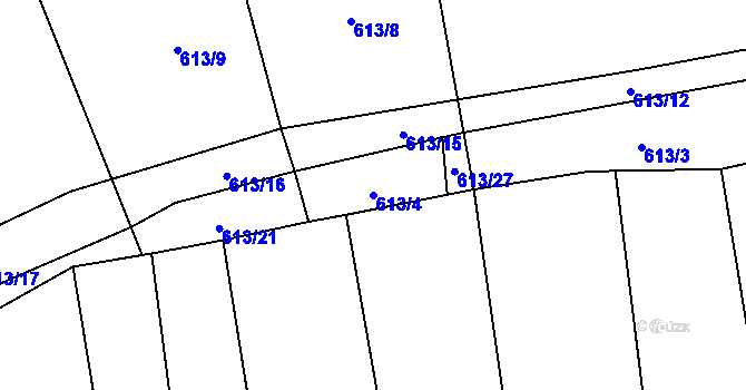 Parcela st. 613/4 v KÚ Držkrajov, Katastrální mapa