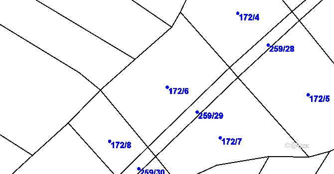Parcela st. 172/6 v KÚ Držkrajov, Katastrální mapa