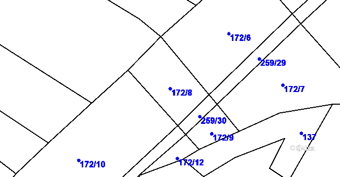 Parcela st. 172/8 v KÚ Držkrajov, Katastrální mapa