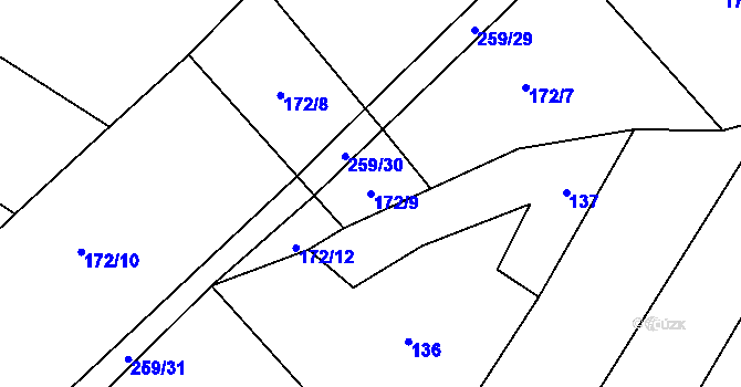 Parcela st. 172/9 v KÚ Držkrajov, Katastrální mapa