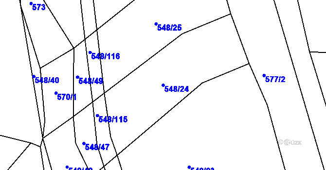 Parcela st. 548/24 v KÚ Držkrajov, Katastrální mapa